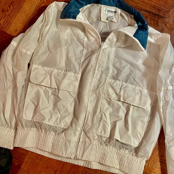 Vintage Haband Windbreaker Jacket Men XL White Lightweight Grandpa Style - Picture 4 of 6